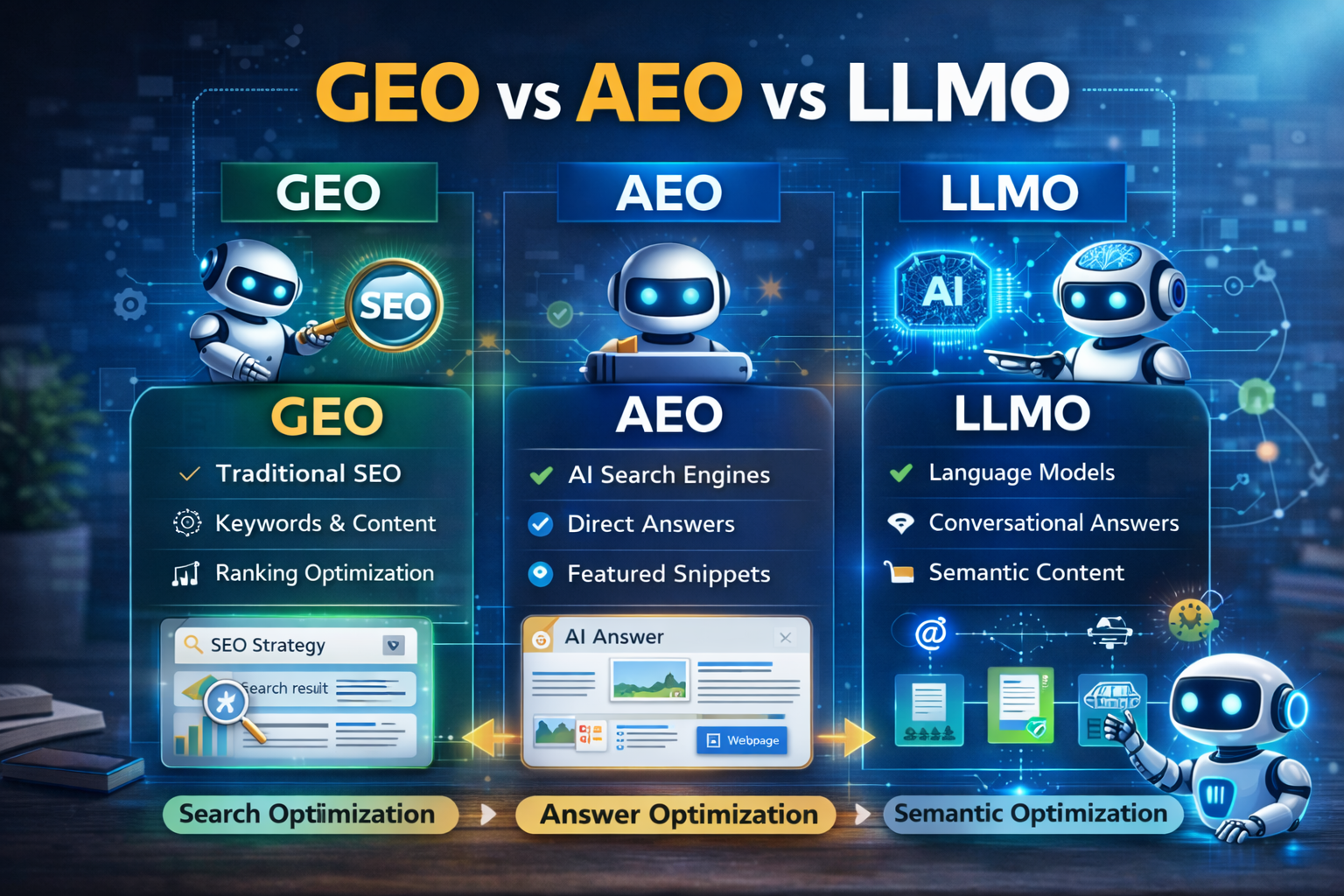 GEO vs AEO vs LLMO: The SEO Models in 2026