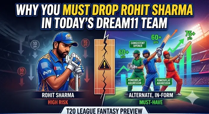 Why You Must Drop Rohit Sharma in Today's Dream11 Team