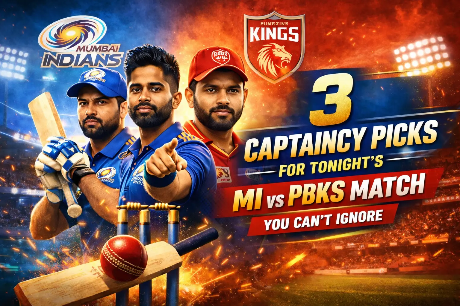 3 Captaincy Picks for Tonight's MI vs PBKS Match You Can't Ignore