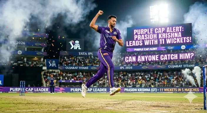Purple Cap Alert: Prasidh Krishna Leads with 10 Wickets—Can Anyone Catch Him?